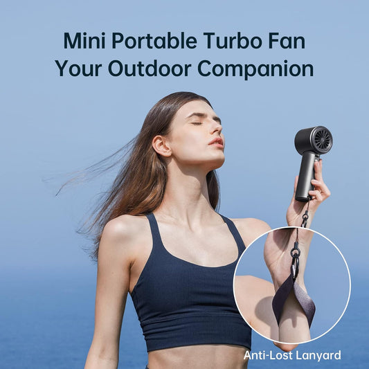 Portable Handheld Fan,Speed(1-100) Adjustable Turbo Mini Fan,5000mAh Battery Rechargeable Personal Fan with Metal Body,Digital Display,Gifts for Women Men Travel/Camping/Outdoor-Grey