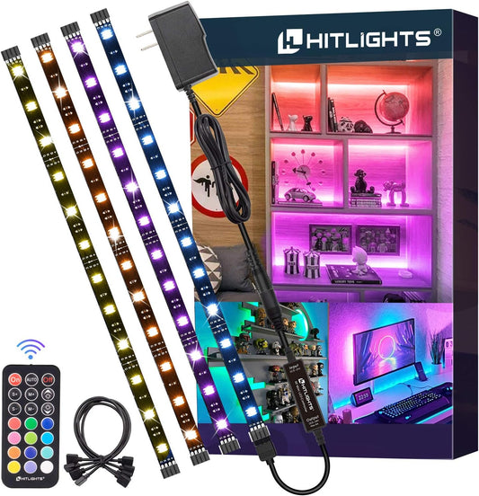 LED Strip Lights, 4 Pre-Cut 1ft/4ft Small Light Strips Dimmable, RGB 5050 Color Changing LED Tape Light with Remote and UL-Listed Adapter for TV Backlight, Bedroom, Cabinet Shelf Display